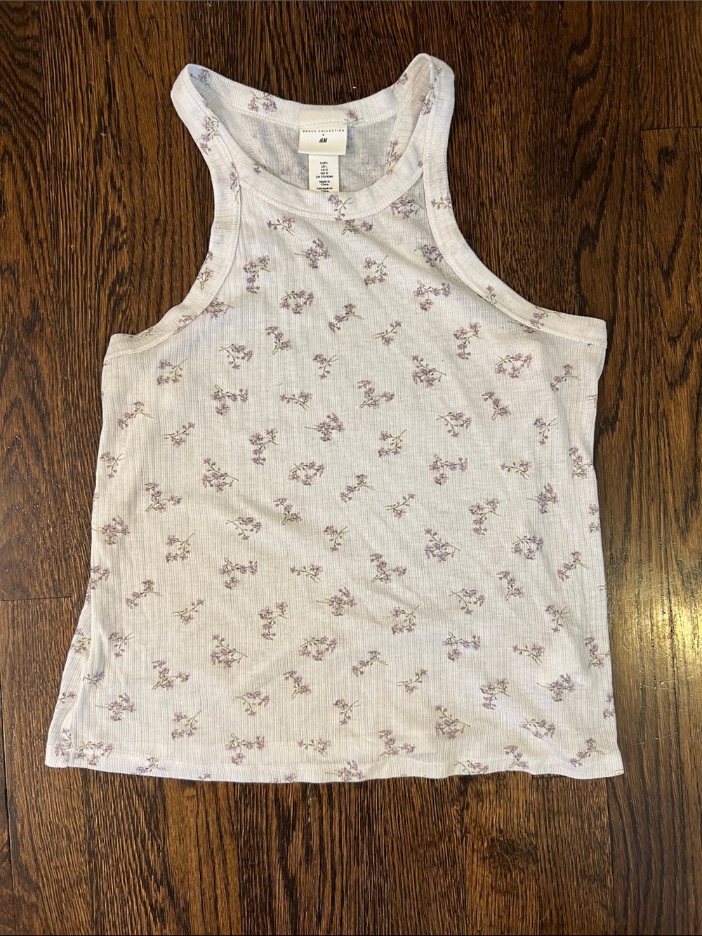 Brock Collection x HM Women's White Floral Ribbed Tank Top